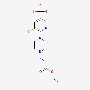molecular formula C15H19ClF3N3O2 B1407015 Ethyl 3-[4-[3-chloro-5-(trifluoromethyl)pyridin-2-yl]piperazin-1-yl]propionate CAS No. 1672655-81-0