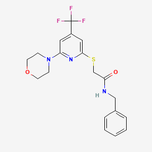 molecular formula C19H20F3N3O2S B1407028 N-苄基-2-(6-吗啉-4-基-4-三氟甲基-吡啶-2-基硫代)-乙酰胺 CAS No. 1431555-23-5