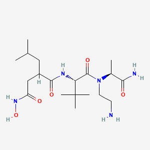 molecular formula C19H37N5O5 B14070383 N1-((S)-1-(((S)-1-amino-1-oxopropan-2-yl)(2-aminoethyl)amino)-3,3-dimethyl-1-oxobutan-2-yl)-N4-hydroxy-2-isobutylsuccinamide 