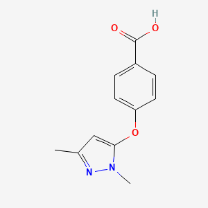 molecular formula C12H12N2O3 B1407039 4-[(1,3-Dimethyl-1H-pyrazol-5-yl)oxy]benzoic acid CAS No. 1424857-07-7