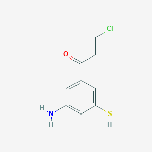 molecular formula C9H10ClNOS B14070425 1-(3-Amino-5-mercaptophenyl)-3-chloropropan-1-one 