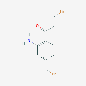 molecular formula C10H11Br2NO B14070482 1-(2-Amino-4-(bromomethyl)phenyl)-3-bromopropan-1-one 