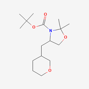molecular formula C16H29NO4 B14070502 Tert-butyl 2,2-dimethyl-4-(oxan-3-ylmethyl)-1,3-oxazolidine-3-carboxylate 