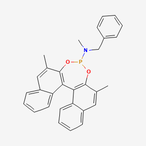 molecular formula C30H26NO2P B14070567 N-benzyl-N,10,16-trimethyl-12,14-dioxa-13-phosphapentacyclo[13.8.0.02,11.03,8.018,23]tricosa-1(15),2(11),3,5,7,9,16,18,20,22-decaen-13-amine 