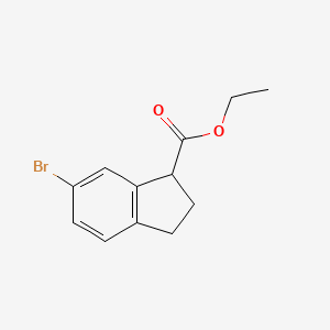 molecular formula C12H13BrO2 B14070644 Ethyl 6-bromo-2,3-dihydro-1H-indene-1-carboxylate 