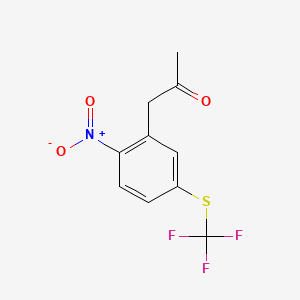 molecular formula C10H8F3NO3S B14070906 1-(2-Nitro-5-(trifluoromethylthio)phenyl)propan-2-one 
