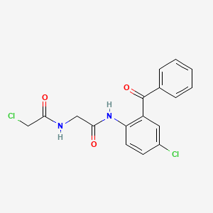 molecular formula C17H14Cl2N2O3 B14070949 Acetamide, N-(2-((2-benzoyl-4-chlorophenyl)amino)-2-oxoethyl)-2-chloro- CAS No. 101398-16-7