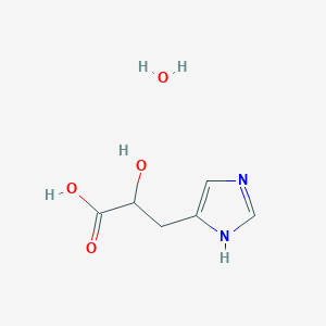 molecular formula C6H10N2O4 B14071052 L-B-Imidazolelactic acid, monohydrate 