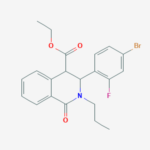 molecular formula C21H21BrFNO3 B14071068 Ethyl 3-(4-bromo-2-fluorophenyl)-1-oxo-2-propyl-3,4-dihydroisoquinoline-4-carboxylate 