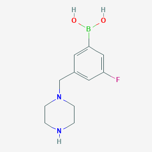 molecular formula C11H16BFN2O2 B1407112 (3-Fluoro-5-(piperazin-1-ylmethyl)phenyl)boronic acid CAS No. 1704063-70-6