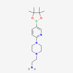 molecular formula C17H29BN4O2 B1407114 2-(4-(5-(4,4,5,5-Tetramethyl-1,3,2-dioxaborolan-2-yl)pyridin-2-yl)piperazin-1-yl)ethanamine CAS No. 1489230-58-1