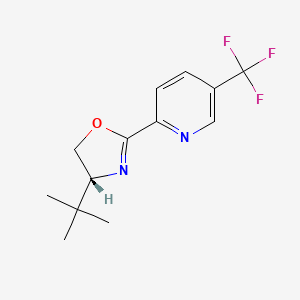 molecular formula C13H15F3N2O B1407115 (R)-4-tert-Butyl-2-(5-(trifluoromethyl)pyridin-2-yl)-4,5-dihydrooxazole CAS No. 1428537-19-2