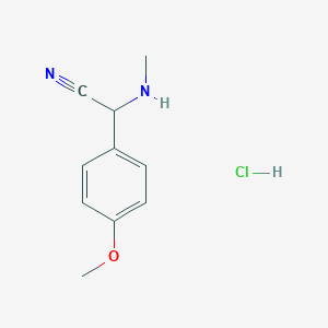 molecular formula C10H13ClN2O B1407119 2-(4-Methoxyphenyl)-2-(methylamino)acetonitrile hydrochloride CAS No. 1440535-41-0