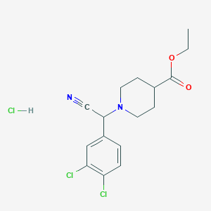 molecular formula C16H19Cl3N2O2 B1407129 Ethyl 1-[cyano-(3,4-dichlorophenyl)methyl]piperidine-4-carboxylate hydrochloride CAS No. 1440535-51-2