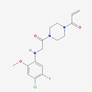 molecular formula C16H19ClIN3O3 B14071356 1-(4-(2-(4-Chloro-5-iodo-2-methoxyphenylamino)acetyl)piperazin-1-yl)prop-2-en-1-one CAS No. 1469337-92-5