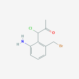 molecular formula C10H11BrClNO B14071543 1-(2-Amino-6-(bromomethyl)phenyl)-1-chloropropan-2-one 