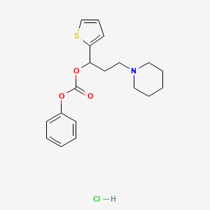 molecular formula C19H24ClNO3S B14071571 Phenyl (alpha-(2-piperidinoethyl)-2-thenyl) carbonate hydrochloride CAS No. 101911-90-4