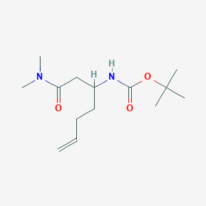 molecular formula C14H26N2O3 B1407159 N-Boc-(+/-)-3-amino-hept-6-endimethylamide CAS No. 1379812-35-7