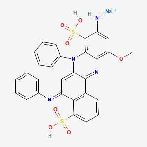 molecular formula C29H21N4NaO7S2 B14071675 Sodium;(11-methoxy-7-phenyl-5-phenylimino-4,8-disulfobenzo[a]phenazin-9-yl)azanide CAS No. 6837-46-3