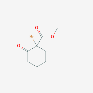molecular formula C9H13BrO3 B14072343 Cyclohexanecarboxylic acid, 1-bromo-2-oxo-, ethyl ester CAS No. 34243-82-8