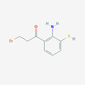 molecular formula C9H10BrNOS B14072496 1-(2-Amino-3-mercaptophenyl)-3-bromopropan-1-one 