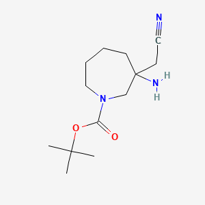 molecular formula C13H23N3O2 B14072562 tert-Butyl 3-amino-3-(cyanomethyl)azepane-1-carboxylate 
