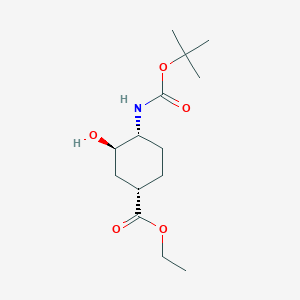 molecular formula C14H25NO5 B1407260 ethyl (1S,3R,4R)-4-{[(tert-butoxy)carbonyl]amino}-3-hydroxycyclohexane-1-carboxylate CAS No. 1392745-47-9