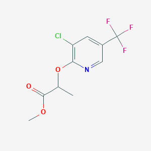 molecular formula C10H9ClF3NO3 B14072607 methyl (2R)-2-{[3-chloro-5-(trifluoromethyl)pyridin-2-yl]oxy}propanoate 
