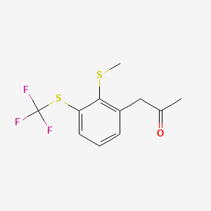 molecular formula C11H11F3OS2 B14072680 1-(2-(Methylthio)-3-(trifluoromethylthio)phenyl)propan-2-one 