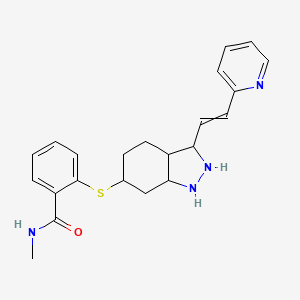 molecular formula C22H26N4OS B14072740 N-methyl-2-[[3-(2-pyridin-2-ylethenyl)-2,3,3a,4,5,6,7,7a-octahydro-1H-indazol-6-yl]sulfanyl]benzamide 