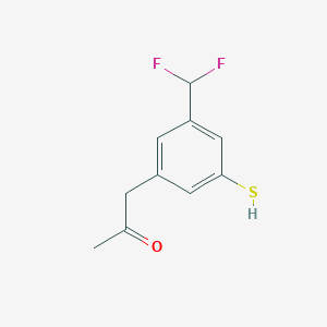 molecular formula C10H10F2OS B14073049 1-(3-(Difluoromethyl)-5-mercaptophenyl)propan-2-one 