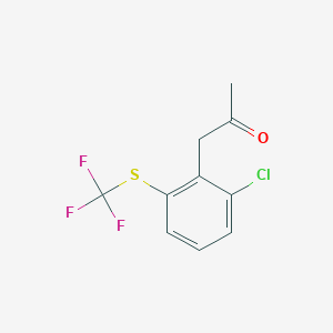 molecular formula C10H8ClF3OS B14073069 1-(2-Chloro-6-(trifluoromethylthio)phenyl)propan-2-one 