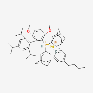 molecular formula C53H75BrO2PPd+ B14073153 Bis(1-adamantyl)-[3,6-dimethoxy-2-[2,4,6-tri(propan-2-yl)phenyl]phenyl]phosphanium;bromopalladium(1+);butylbenzene 