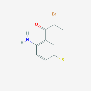 molecular formula C10H12BrNOS B14073187 1-(2-Amino-5-(methylthio)phenyl)-2-bromopropan-1-one 