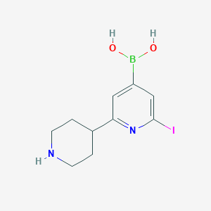 molecular formula C10H14BIN2O2 B14073192 (2-Iodo-6-(piperidin-4-yl)pyridin-4-yl)boronic acid 
