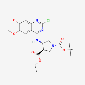 molecular formula C22H29ClN4O6 B14073214 1,3-Pyrrolidinedicarboxylic acid, 4-[(2-chloro-6,7-diMethoxy-4-quinazolinyl)aMino]-, 1-(1,1-diMethylethyl) 3-ethyl ester, (3R,4S)-rel- 
