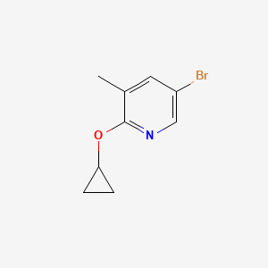 molecular formula C9H10BrNO B14073273 5-Bromo-2-cyclopropoxy-3-methylpyridine 