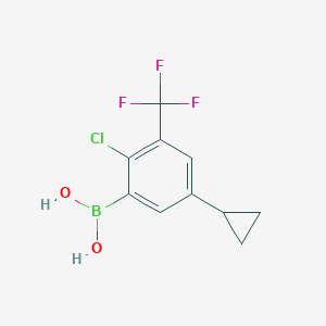 molecular formula C10H9BClF3O2 B14073375 (2-Chloro-5-cyclopropyl-3-(trifluoromethyl)phenyl)boronic acid 