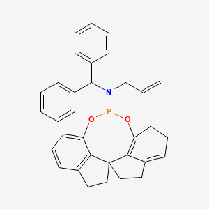 molecular formula C33H32NO2P B14073385 N-benzhydryl-N-prop-2-enyl-1,2,4,5,6,7-hexahydroiindeno[7,1-de:1',7'-fg][1,3,2]dioxaphosphocin-12-amine 
