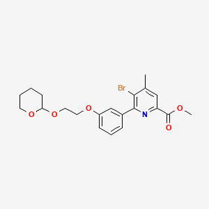 molecular formula C21H24BrNO5 B14073449 methyl 5-bromo-4-methyl-6-(3-(2-((tetrahydro-2H-pyran-2-yl)oxy)ethoxy)phenyl)picolinate 
