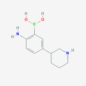 molecular formula C11H17BN2O2 B14073610 (2-Amino-5-(piperidin-3-yl)phenyl)boronic acid 
