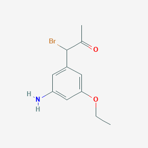 molecular formula C11H14BrNO2 B14073612 1-(3-Amino-5-ethoxyphenyl)-1-bromopropan-2-one 