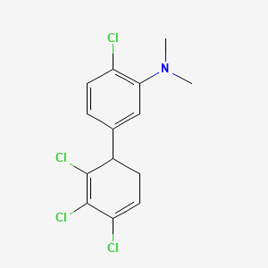 molecular formula C14H13Cl4N B14073624 [2-Chloro-5-(2,3,4-trichlorocyclohexa-2,4-dienyl)-phenyl]-dimethyl-amine 