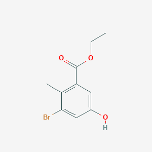 molecular formula C10H11BrO3 B14073631 Ethyl 3-bromo-5-hydroxy-2-methylbenzoate 