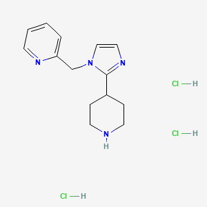 molecular formula C14H21Cl3N4 B1407382 2-[(2-piperidin-4-yl-1H-imidazol-1-yl)methyl]pyridine trihydrochloride CAS No. 1992996-23-2