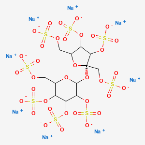 molecular formula C12H14Na8O35S8 B14073894 octasodium;[2-[(2S)-3,4-disulfonatooxy-2,5-bis(sulfonatooxymethyl)oxolan-2-yl]oxy-3,5-disulfonatooxy-6-(sulfonatooxymethyl)oxan-4-yl] sulfate 