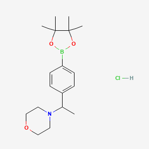 molecular formula C18H29BClNO3 B1407394 4-(1-(4-(4,4,5,5-Tetramethyl-1,3,2-dioxaborolan-2-yl)phenyl)ethyl)morpholine hydrochloride CAS No. 2377587-53-4