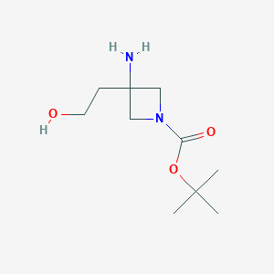 molecular formula C10H20N2O3 B1407401 tert-Butyl 3-amino-3-(2-hydroxyethyl)azetidine-1-carboxylate CAS No. 1780283-92-2