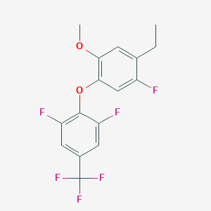 molecular formula C16H12F6O2 B14074272 1-[2,6-Difluoro-4-(trifluoromethyl)phenoxy]-4-ethyl-5-fluoro-2-methoxybenzene 