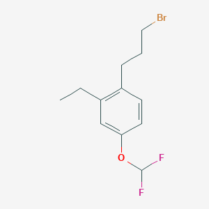 molecular formula C12H15BrF2O B14074505 1-(3-Bromopropyl)-4-(difluoromethoxy)-2-ethylbenzene 